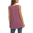 thumbnail image 3 of Women T-Shirt Sleeveless Tank Top V Neck Solid Color Blouse Solid Color Vest, Red, XXL, 3 of 5
