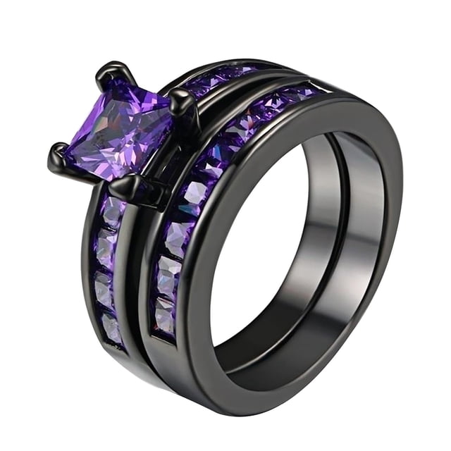 Xihbxyly Anillo de Compromiso de San Valentín con Circonita Morada para Parejas