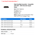 thumbnail image 2 of Right Headlight Assembly - Compatible with 2004 - 2005 Chevy Impala Sedan, 2 of 2