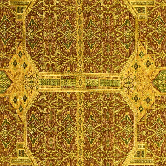 Ahgly Company Machine Washable Indoor Square Abstract Yellow Modern Area Rugs, 6' Square