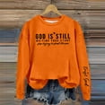 thumbnail image 2 of Glisme Sweatshirt For Women Casual Crewneck Print Sweatshirt Fashion Pullover Hoodie Flexible Fit Top Daily Wear Orange, 2 of 3