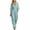 Blue, variant on Womens Wrap V Neck Rolled Cuff 3/4 Sleeve Jumpsuit High Waist Wide Leg Full Length Vacation Romper