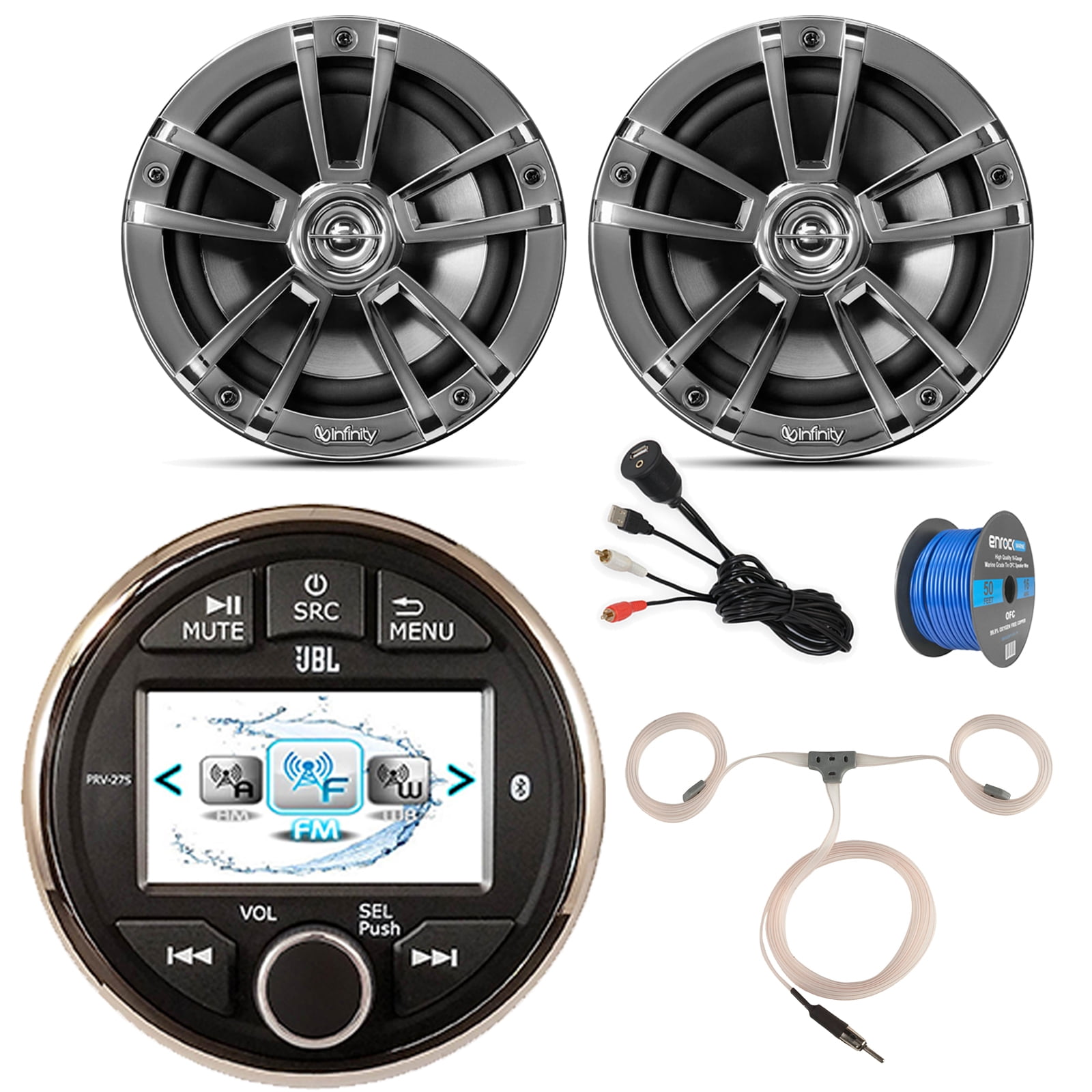 Boat Audio Upgrade Marine GaugeStyle Digital Media Bluetooth Stereo