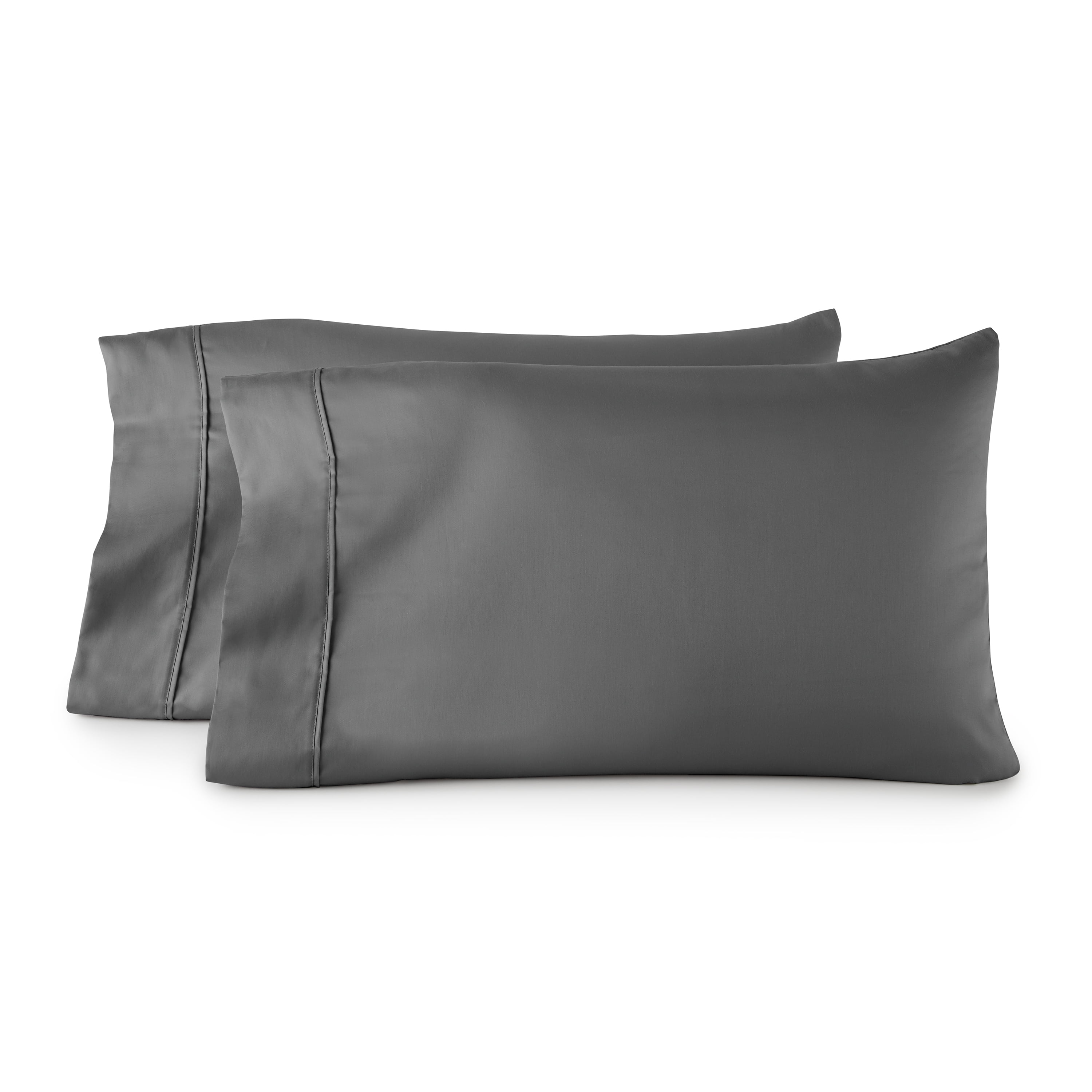 Better Homes and Gardens 300TC Cotton Sateen Pillowcase Set, Grey Flannel, 2 Piece Set, Standard/Queen
