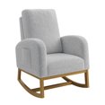 thumbnail image 1 of Light Gray Upholstered Nursery Rocking Chair-High Backrest Glider with Solid Wood Legs-Side Pocket Storage-Comfortable Accent Rocker for Living Room Bedroom Nursery-Soft Fabric Design, 1 of 7