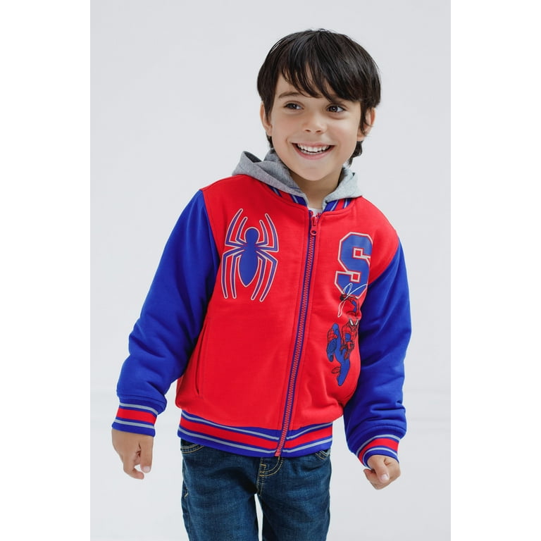 Marvel Spider-Man French Terry Varsity Zip Up Bomber Jacket