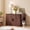 Walnut, variant on YDN Cat Litter Box Enclosure, Wooden Cat Washroom Furniture Striped Rolling Door, Pet House, Fit Most of Litter Box, Walnut