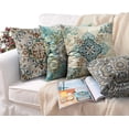 thumbnail image 6 of Set of 4 Throw Pillow Covers Vintage Abstract Boho Brown Green Teal and Grey Plant Leaf Floral Decorative Pillow Cases Home Decor Standard Square 18x18 Inches Pillowcases, 6 of 6