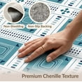 thumbnail image 3 of ODIKA 6'x9' Teal Blue Geometric Squares Dotted Stripe Washable Area Rug Modern Concentric Blocks Diamond Accents for Dining Room, Under Table, Office Décor, Non-Slip Chair-Friendly, 3 of 4