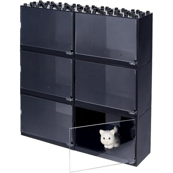 6Pcs Minifigures Display Case Black Collectibles Display Box Action Figures Box Action Figure Storage Minifigures Storage Case Cube Showcase