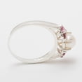 thumbnail image 3 of LBG British Made 10k White Gold Cultured Pearl & Pink Tourmaline Womens Cluster Ring - 33 size options - Size 5.25, 3 of 6