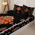 thumbnail image 3 of Erosebridal South Western Aztec Zipper Queen Comforter Set with Fitted Sheet and 2 Pillowcases,Tribal Geometric Print Zipper Bedding Set,Red Orange Teal,Black Reversible, 3 of 6
