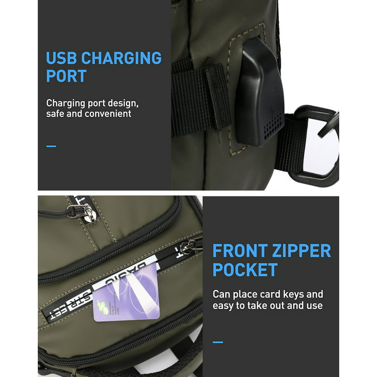 SYCNB Black Sling Bag Crossbody Shoulder Bag for Men Women, Lightweight One  Strap Backpack Sling Bag Backpack for Hiking Walking Biking Travel Cycling  USB Charger Port-Nylon 