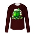thumbnail image 4 of ZRGHAOYLQ St Patricks Day Shirts for Men Lucky Shamrock Pattern Tees Green Glasses Long Sleeve Casual Pullover Tops Plus Size Crewneck T Shirts Big and Tall Holiday Vacation Shirt, 4 of 5