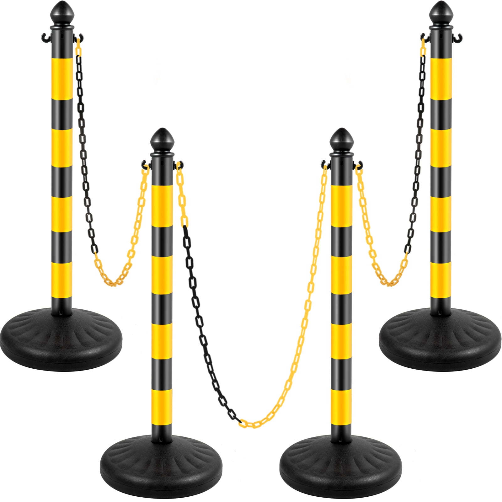 VEVOR Plastic Stanchion, 4pcs Chain Stanchion, Outdoor Stanchion w/ 4 x  39inch Long Chains, PE Plastic Crowd Control Barrier for Warning/Crowd  Control 