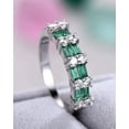 thumbnail image 4 of HeartsAndYou Baguette Cut Natural Green Emerald Moissanite Two Row Band 14k SOLID White Gold, 4 of 6