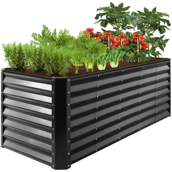 Best Choice Products 8x2x2ft Outdoor Metal Raised Garden Bed, Planter Box for Vegetables, Flowers, Herbs - Gray