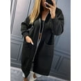 thumbnail image 4 of Fashion Sweatshirts Comfortable Full Zip Up Hoodie Womens Long Fleece Sweatshirt with Pockets Black XXL, 4 of 7
