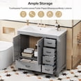 thumbnail image 4 of Euroco 36" Gray Bathroom Vanity with Ceramic Sink Combo, Abundant Storage Cabinet -2 Soft close doors and 5 drawers, 4 of 9