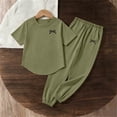 thumbnail image 4 of WRKEKC Girls Athletic Sets Printed Round Neck Short Sleeve T Shirt and Pocket Long Pants Set for 5-14 Years, 4 of 7