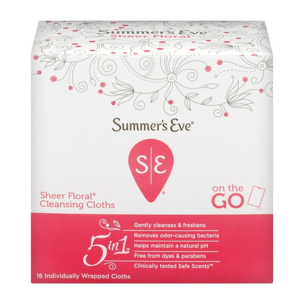 Summer's Eve Feminine Cleansing Wipes, Sheer Floral, 16 Count