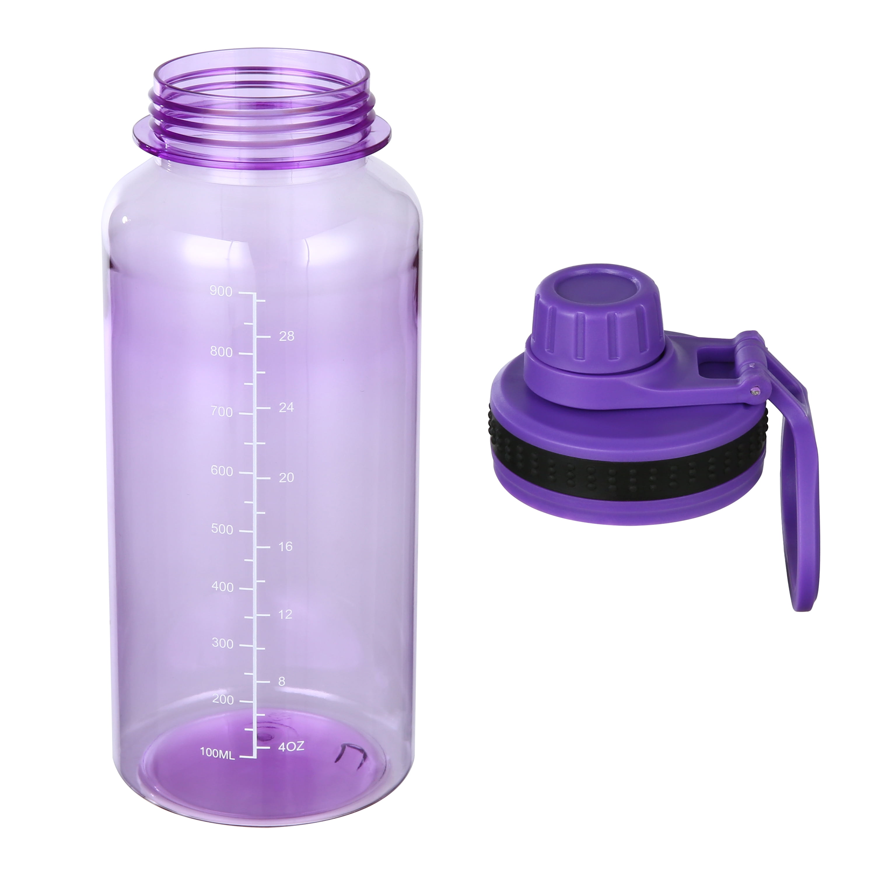 Mainstays 34oz Purple Plastic Wide Mouth Sports Water Bottle with Twist Top Lid, MS Black Sports Bottle