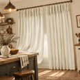 Beige Triple Pleated Linen Curta90 Inch Long 2 Panels Set For Living ...