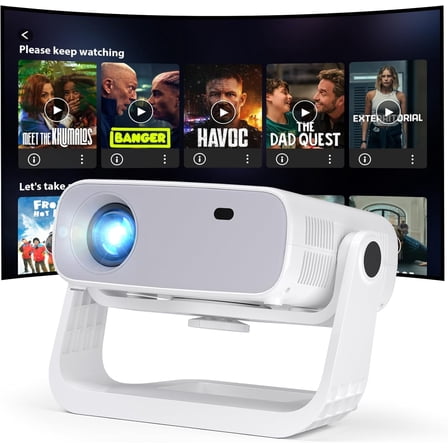 Smart Projector with WiFi 6 and Bluetooth Built-in Apps - 4K Support Portable Mini Projector Native 1080P , 2025 New Auto Keystone & Zoom Home Theater Cinema Movie Proyector, 120° Stand, Grey