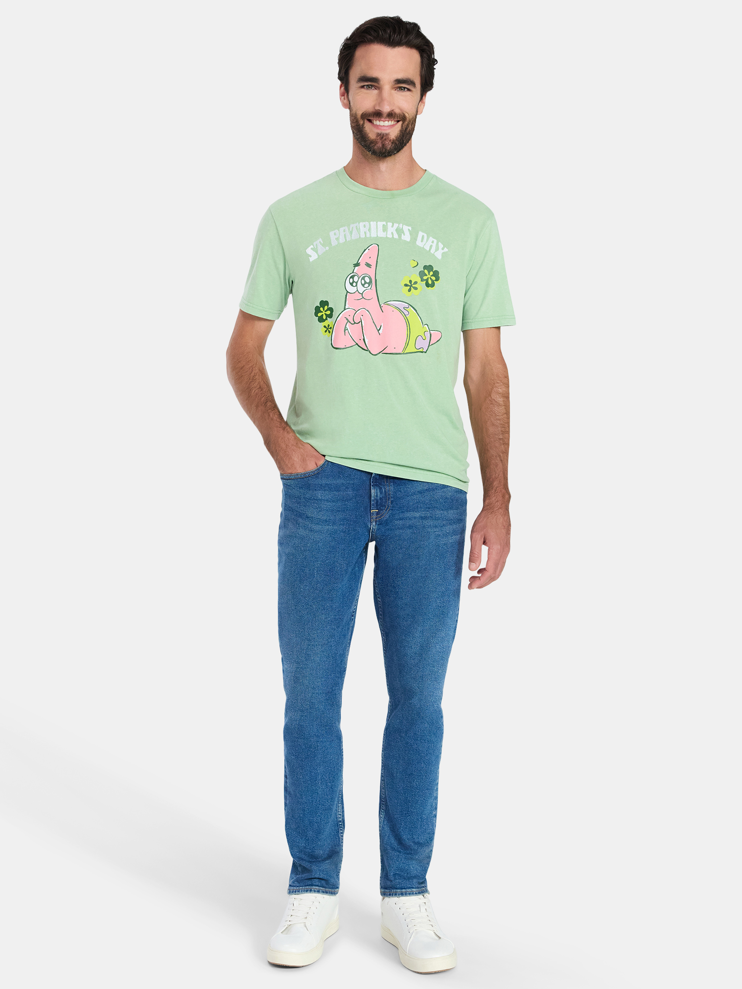 SpongeBob SquarePants Patrick Star Men's and Big Men's St. Patrick's Day Graphic Tee, Sizes XS-5XL