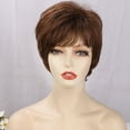Womens Wigs Real Hair 2024 Women Wig Short Hair Mixed Brown Synthetic