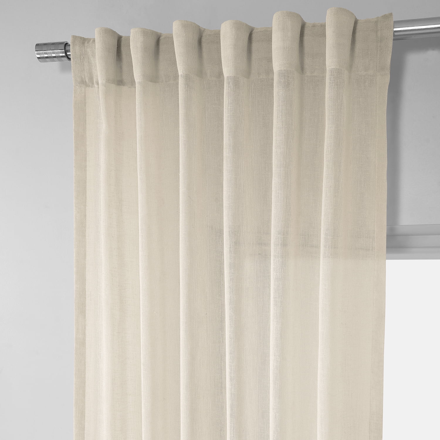 Cotton Seed Solid Faux Linen Sheer Curtain (1 Panel), Cotton Seed, 50W X 120L
