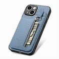 thumbnail image 4 of For iPhone 15 Carbon Fiber Vertical Flip Zipper Phone Case, 4 of 5