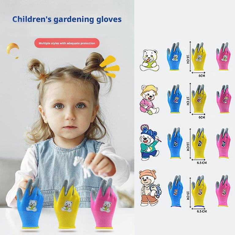 12 Pairs Kids Gardening Gloves - Colorful Rubber Coated Yard Work Gloves For Children Ages 6-8
