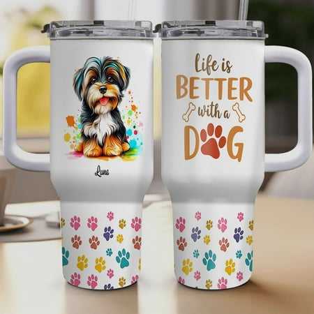 

Gift for Bergamasco Sheepdog Lover Personalized 40 Oz Tumbler Gifts for Dog Dad Dog Mom Birthday Presents for Animal Lovers Custom Dog Name Tumbler Colorful Travel Coffee Cup