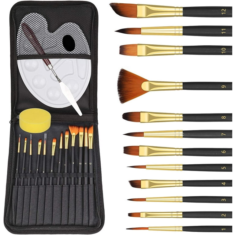  5 Pcs Palette Knives Set with 10 Pcs Painting Brushes
