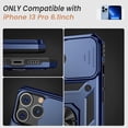 thumbnail image 2 of Case for iPhone 13 Pro Case with Slide Camera Cover & Kickstand, Heavy Duty Military Grade Protection Phone Case, Built-in 360° Rotate Ring Stand, Shockproof Full Body Rugged Case (Blue), 2 of 13