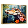 thumbnail image 2 of Designart "Alligator Artistry in Pop Art Style III" Animals Framed Wall Art - Modern Blue Alligator/Crocodile Living Room Framed Canvas Art, 2 of 6