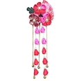 thumbnail image 1 of CRB Fashion - Kimono tradicional para mujer y niña, estilo Tsumami Kanzashi, para boda, japonés, asiático, Yukata, lazo para el pelo, flor floral, pasador (rojo), 1 of 2