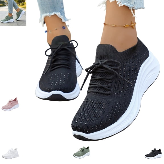 YOUYEDIAN Sneakers for Women Versatile Lace-up Comfy Breathable Fashion Soft Platform Sneakers Casual Sport Outdoor Walking Shoes