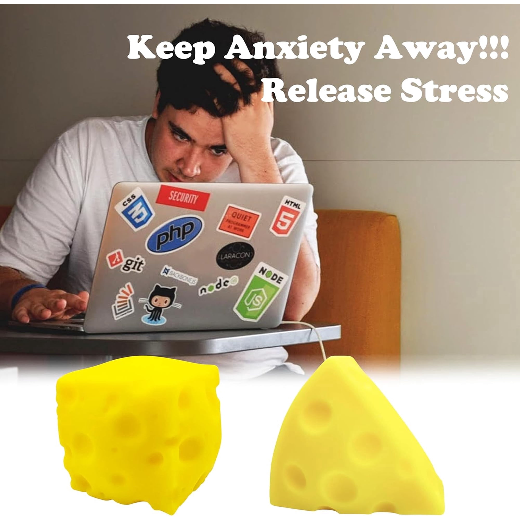 Cheese Squishy, Cheese Squishies Stress Balls, 1.6-Inch