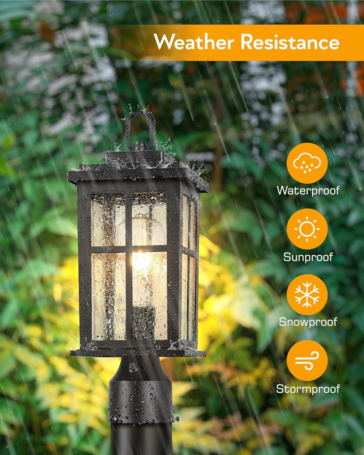 VIANIS Hardwired Dusk to Dawn Outdoor Post Light, Black Outdoor Lamp Post Light Fixture with Pier Mount Base, Modern Waterproof 3 inch Exterior Post Lantern with E26 Base for Garden Patio