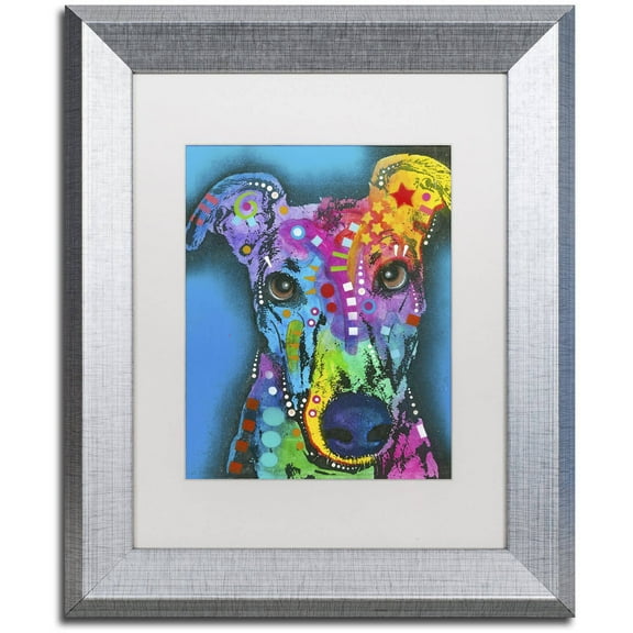 Trademark Fine Art "What Ya Thinking Bout?" Canvas Art by Dean Russo, White Matte, Silver Frame
