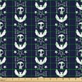 thumbnail image 2 of Ambesonne Navy Fabric by the Yard Upholstery, Skulls Stars Bones Bats Art, 10 Yards, Dark Indigo and White, 2 of 5