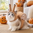 thumbnail image 3 of 2026 Halloween Pet Snail Costume, One-Piece Hooded Plush Snail Tentacles & Rolled Shell Harness Vest Apparel Outfit for Cats Small Medium Dogs Cosplay Party Brown L, 3 of 5