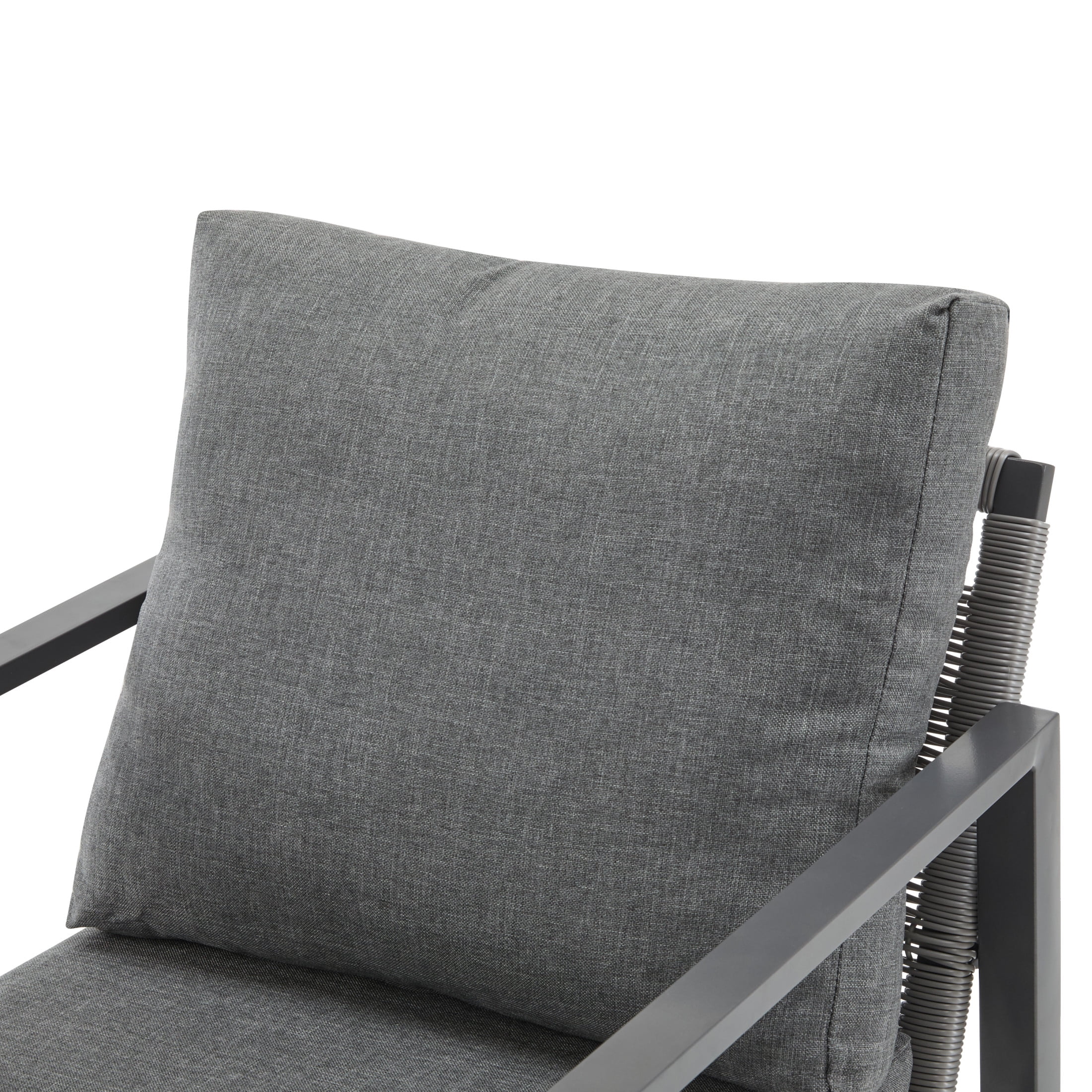 Hayes Modern Outdoor Patio Aluminum Rope Accent Lounge Chair with Cushions, Gray