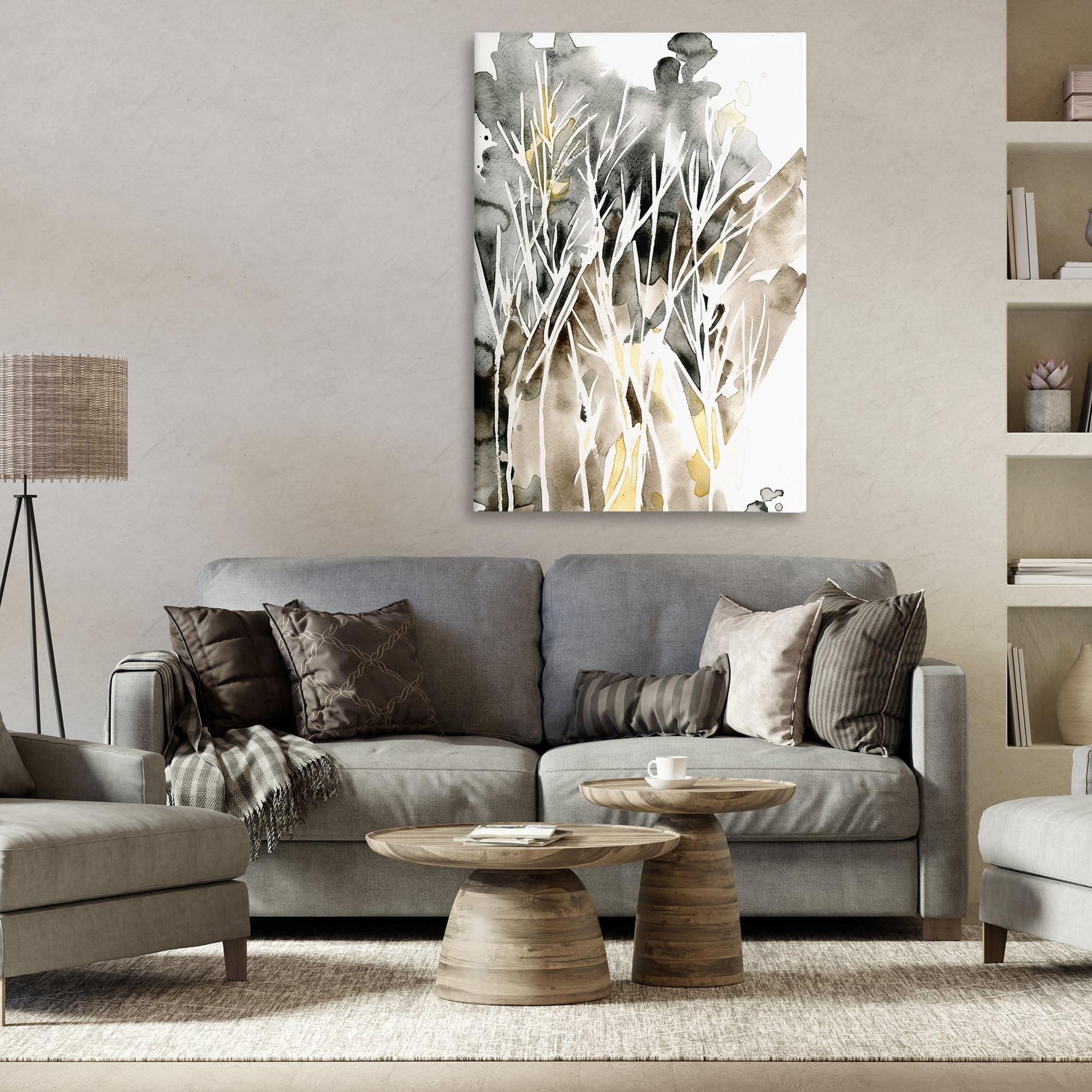 Stupell Industries Abstract Sprigs Watercolor Plants & Flowers Painting Wrapped Canvas Art Print Wall Art, 30 x 45