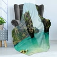 thumbnail image 4 of Island Soft Flannel Fleece Blanket, James Bond Stone Island Landscape in Tropical Beach Cruising Journey of Life Photo, Cozy Plush for Indoor and Outdoor Use, 70" x 90", Green Brown, by Ambesonne, 4 of 5