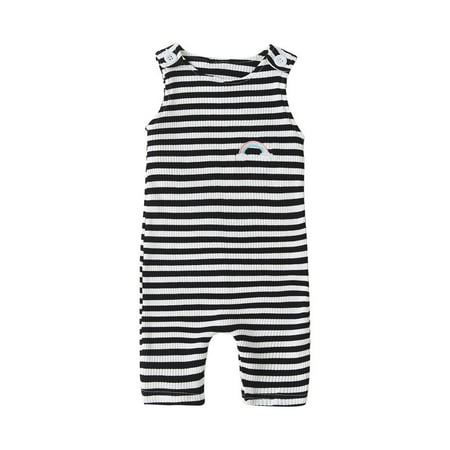 

Binmer Infant Baby Boys Girls Sleeveless Stripe Rainbow Print Romper Jumpsuit