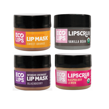 Eco Lips Organic Exfoliating Sugar Lip Scrub & Conditioning Lip Mask, 4-Count Variety Pack Gift Set
