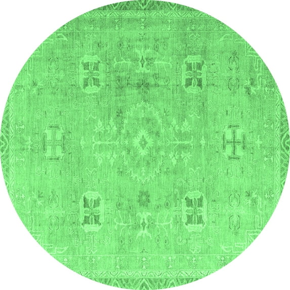 Ahgly Company Indoor Round Oriental Emerald Green Traditional Area Rugs, 6' Round